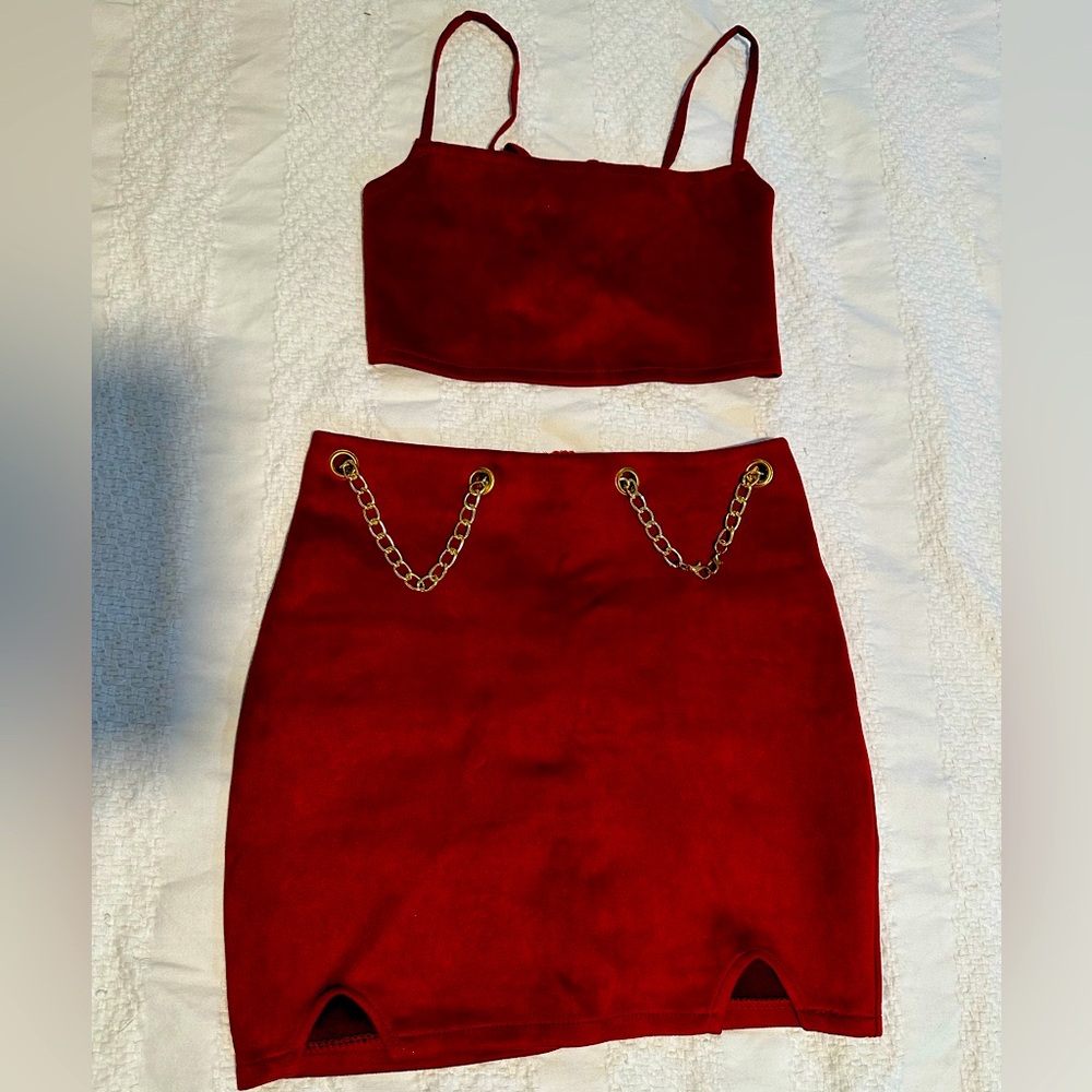 Burgundy 2pc Skirt Set